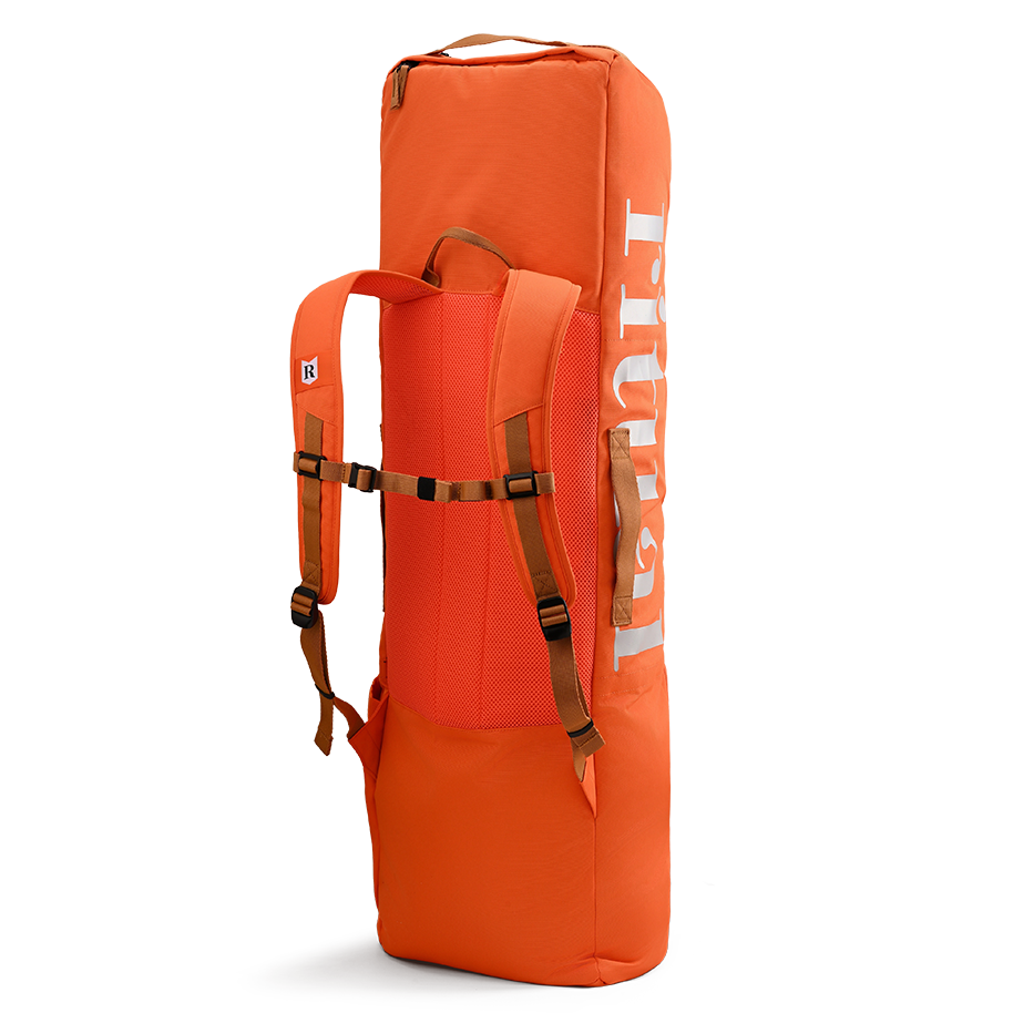 Ritual Hockey orange combo stick bag  visible branding with straps, backview